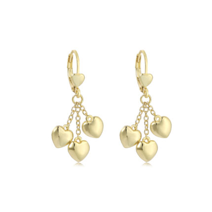 Charming Gold-Plated Heart Dangle Earrings for Kids - A Delightful Gift for Little Trendsetters