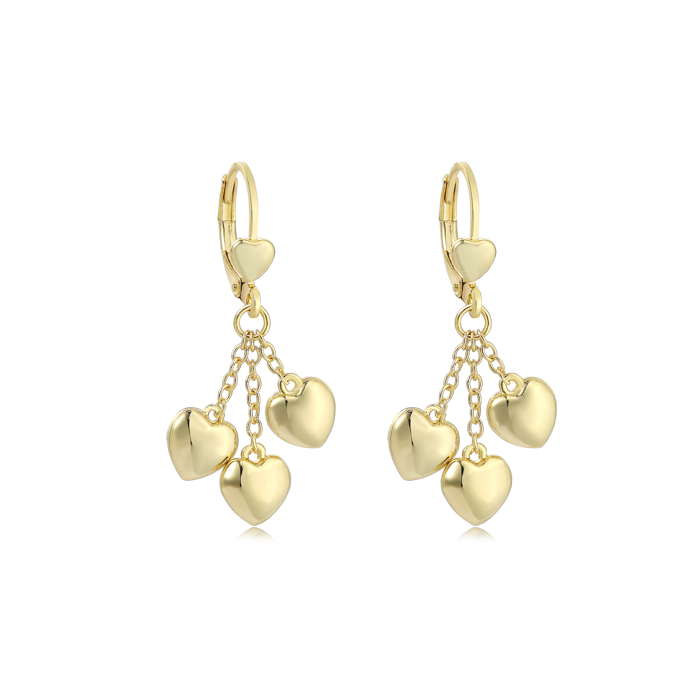 Charming Gold-Plated Heart Dangle Earrings for Kids - A Delightful Gift for Little Trendsetters