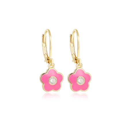 Delightful Gold-Plated Floral Dangle Earrings for Kids