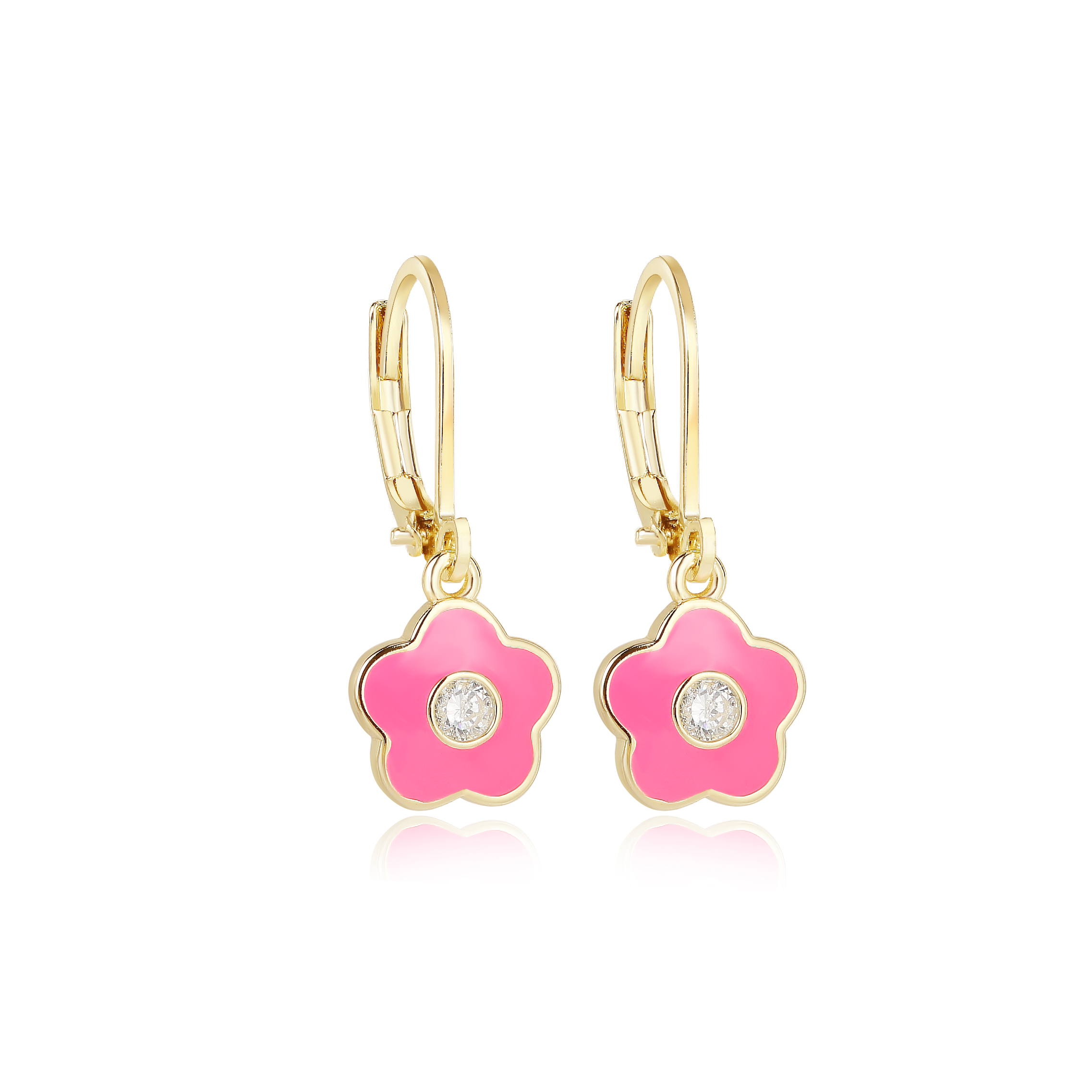 Delightful Gold-Plated Floral Dangle Earrings for Kids