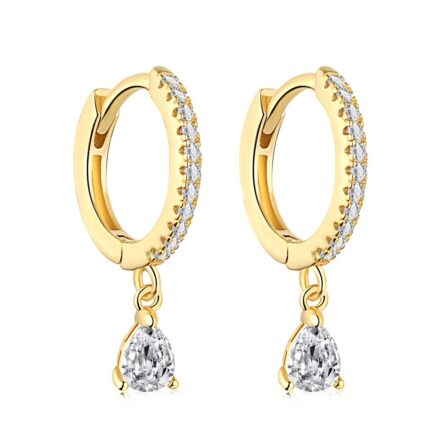 Yk Beauty 925 Gold Diamond Huggie Drop Earrings – Rhodium Coated, Elegant and Lightweight