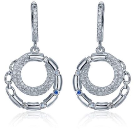 Rhodium Plated Sterling Silver Drop Earrings
