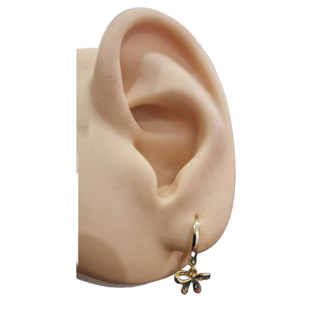 Chic Gold-Plated Bow Hoop Earrings – Elegant Silver Drop Design - Image 2