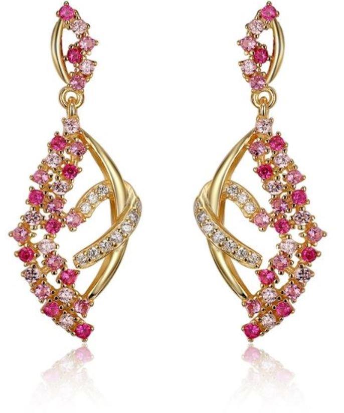 Gold Plated drop earring Sterling Silver Multi Colour Stone Gold Plated Earrings