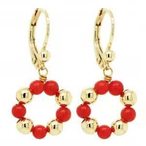 Gold Plated Kids Huggie Drop Round Earing