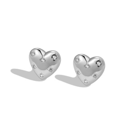 Sterling Silver Heart Earrings with Zircon: Elegant Jewelry for Women