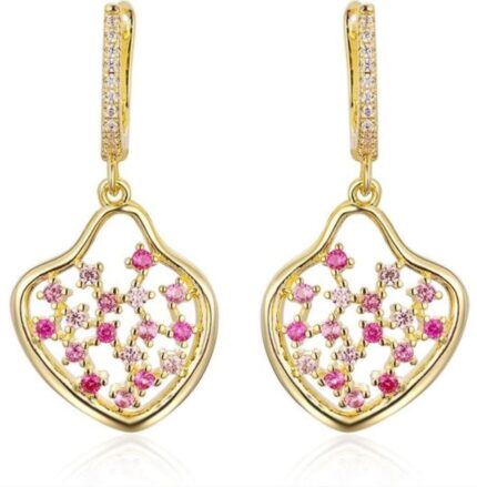 14K Gold Plated Drop Earrings with Multi Coloured Stones