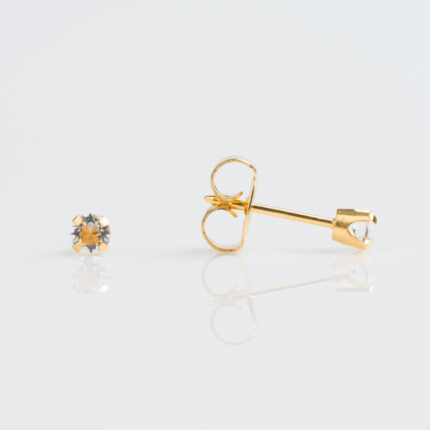 Elegant Studex Gold Crystal Piercing Earrings with 3mm April Crystal Accent
