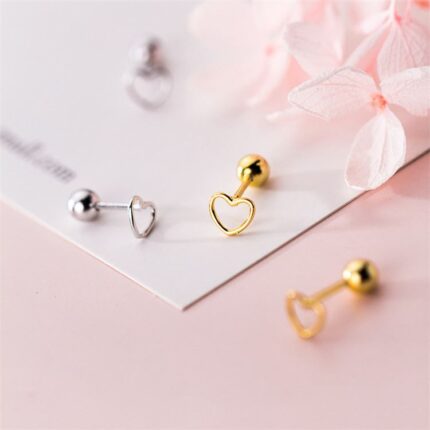 Heart Hoop 925 Sterling Sweet Heart Stud Earring