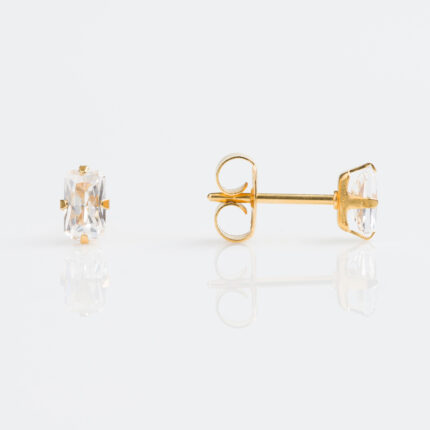 Studex Gold Plated 5X3mm Cubic Zirconia Earrings