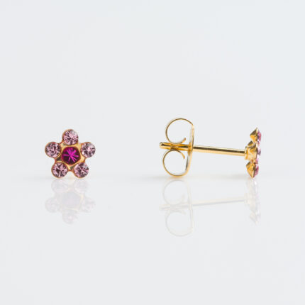 Studex Flower Earrings Sensitive Gold Plated Daisy Light Rose Fuchsia Stud Earrings