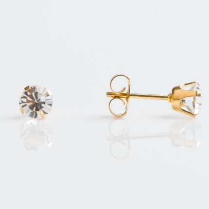 Studex Sensitive Gold Plated TIFF. 5mm April Crystal Stud Earrings