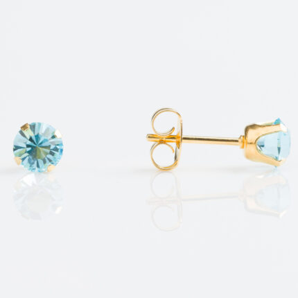 Studex Sensitive Gold Plated TIFF. 5mm March Aquamarine Earrings