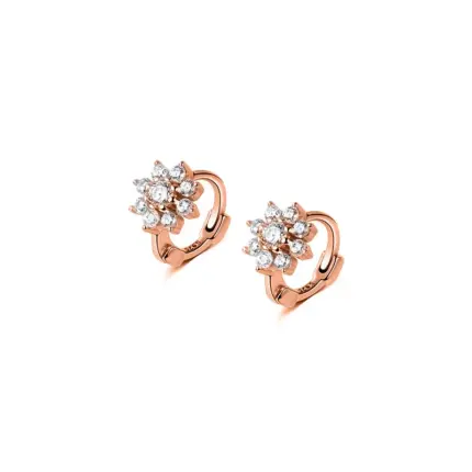 Sterling Silver Flower Hoop Earrings: Luxury Zircon Huggies for Women’s Party Jewelry