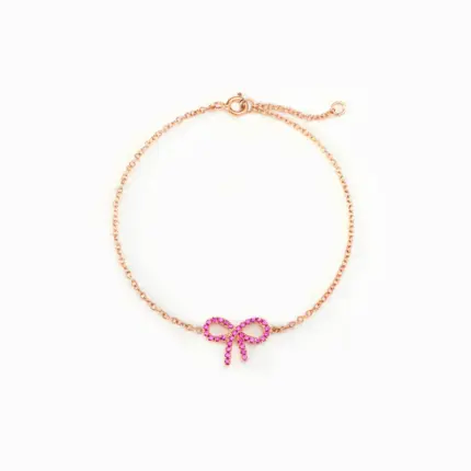 YK Beauty Gold-Plated Pink Bowknot Bracelet – Dazzling Zircon & 925 Silver