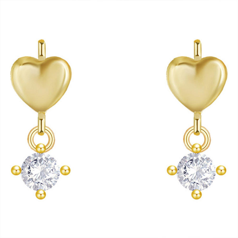 Mini Glitzs 925 Sterling Silver Heart Drop Earrings with Gold Coating and Cubic Zirconia