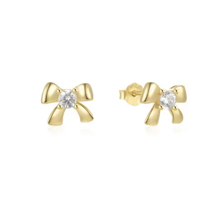 Timeless Sterling Silver Bow Knot Earrings with Dazzling Cubic Zirconia