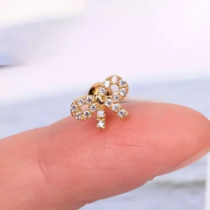 Gold Plated Crystal Jewellery Bow Screw back Stud Earrings