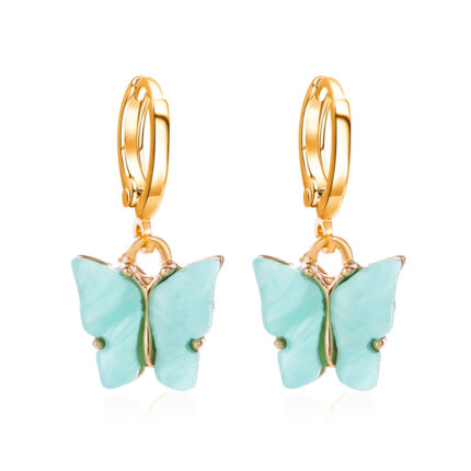 YK Beauty Gold Plated Butterfly Acrylic Blue Earrings
