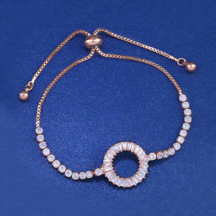 YK Beauty Gold plated geometric round baguette tennis bracelet