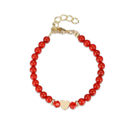 Gold Plated Baby Beeded Bracelet With Love Heart