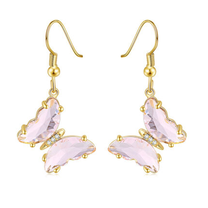 YK Beauty Gold Plated Butterfly Pink Earrings