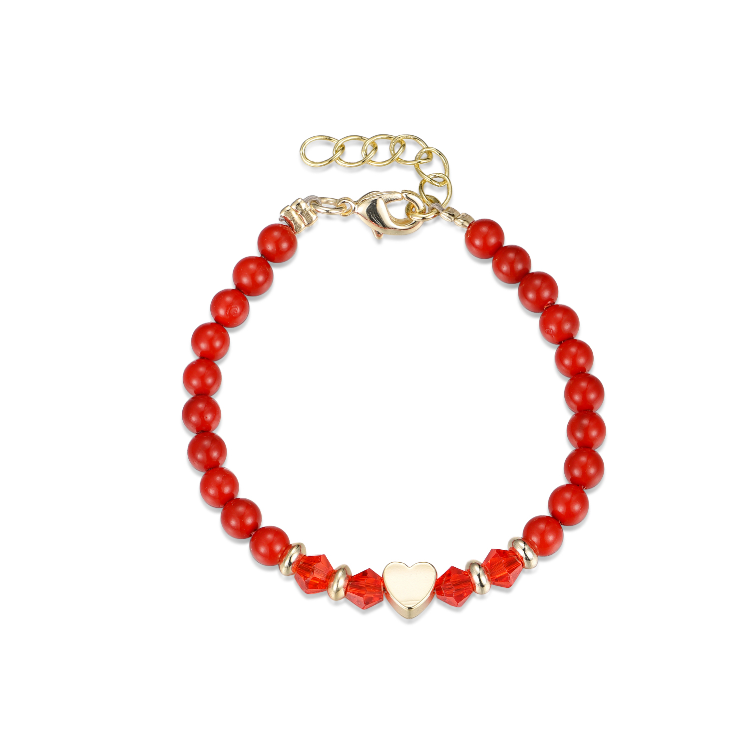 Gold Plated Shell Pearl Baby Bracelet with Gold Heart