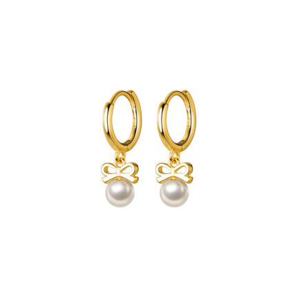 Gold Plated Pearl Bow Earrings: Graceful Sterling Silver Elegance for Every Occasion