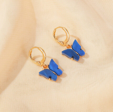 Exquisite YK Beauty Gold Plated Huggie Butterfly Dark Blue Earrings for Everyday Elegance
