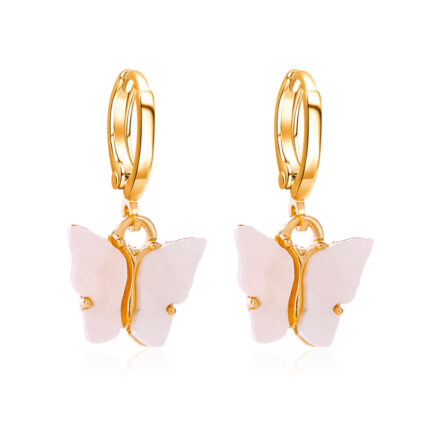 YK Beauty Gold Plated Butterfly Acrylic White Earrings