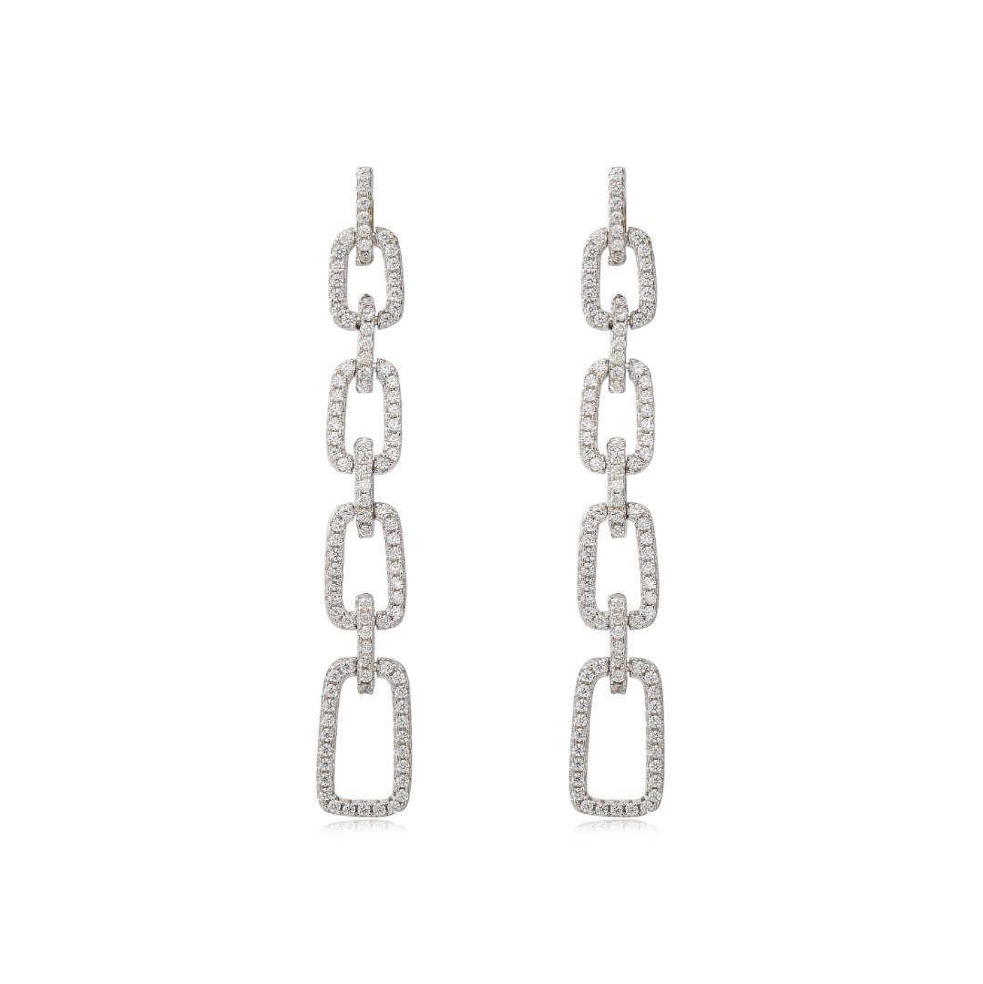 YK Beauty chain rhodium plated Sterling silver Earring