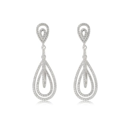 Rhodium Plated 925 silver 42*14mm Weight 6.5g Earrings