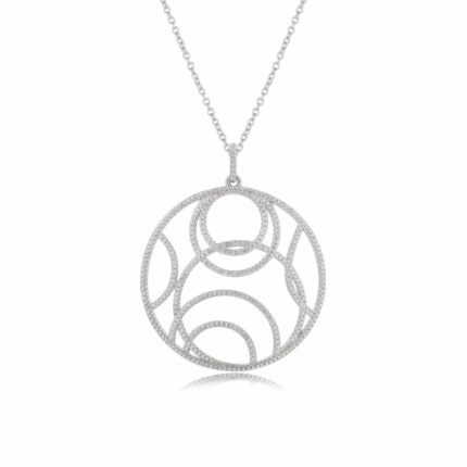 Circle Pendant White Rhodium Plating