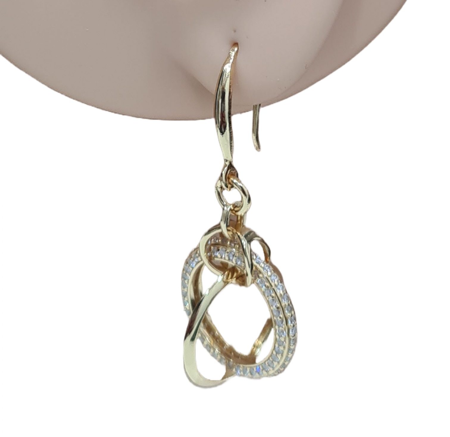 Gold Plated Round Hoop Drop Earrings