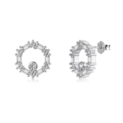Elegant 925 Silver Rhodium Earrings with 5A Cubic Zirconia for Everyday Elegance