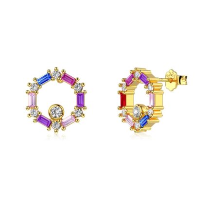 Elegant 925 Silver Gold Plated Earrings with Sparkling CZ Stones for All Occasions