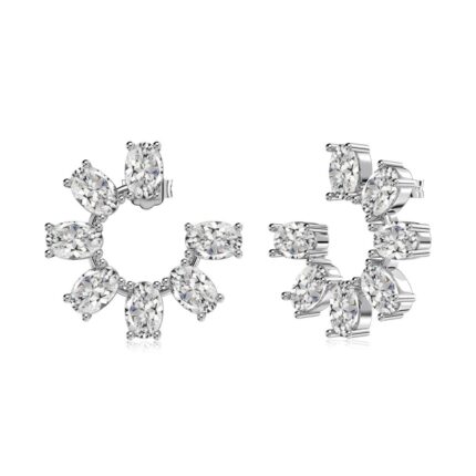 Elegant 925 Silver Square Earrings with Rhodium Plating