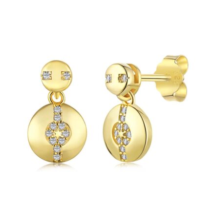 Exquisite 925 Silver Gold Plated Earrings with 14K Shine and Sparkling Zirconia