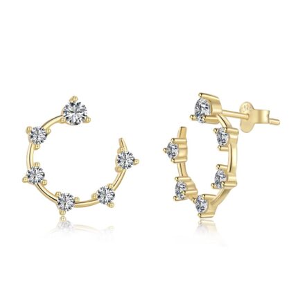 Elegant Gold Plated Silver Earrings with Cubic Zirconia Stones - Perfect for Any Occasion