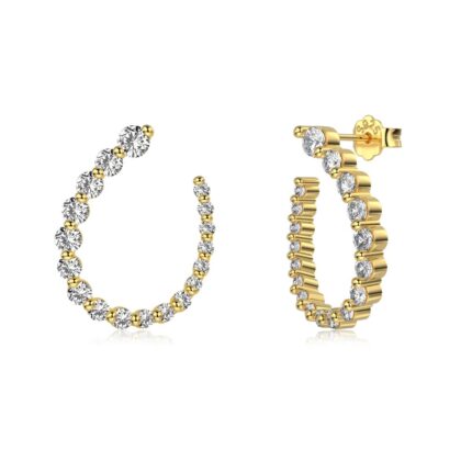 Elegant 18K Gold Plated Silver Earrings with Sparkling 5A Cubic Zirconia Stones