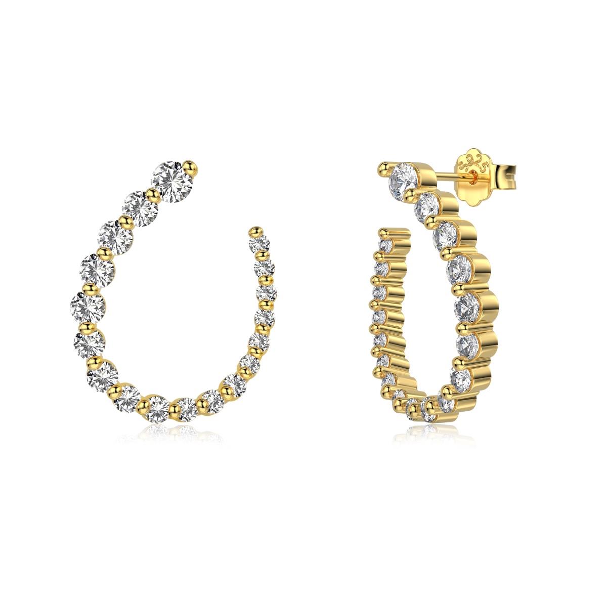 Elegant 18K Gold Plated Silver Earrings with Sparkling 5A Cubic Zirconia Stones