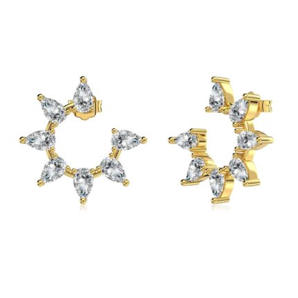 Exquisite 925 Silver Gold Plated Earrings with Sparkling 5A Cubic Zirconia