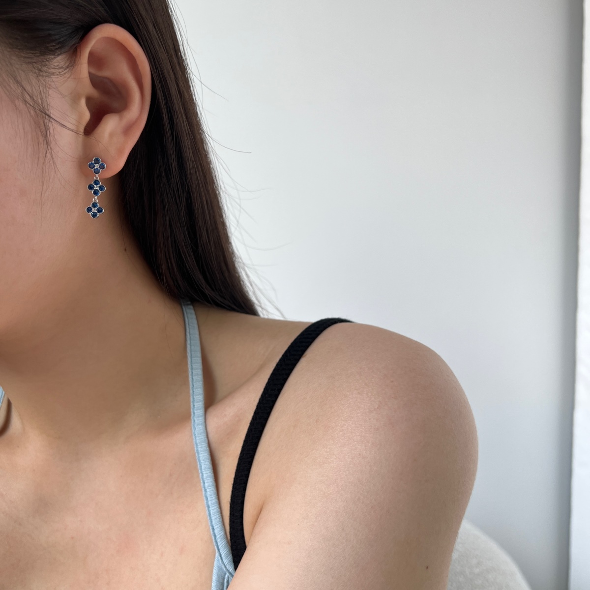 Elegant Blue Zircon Drop Earrings & Bracelet Set – 5A Round Cut Zircon Jewelry for Women - Image 3