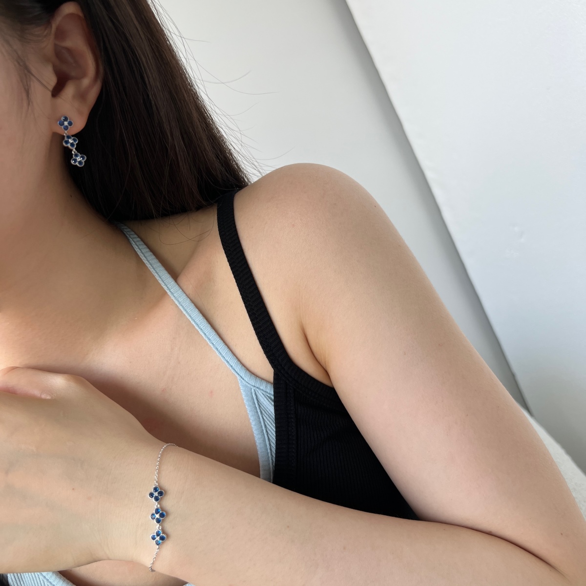 Elegant Blue Zircon Drop Earrings & Bracelet Set – 5A Round Cut Zircon Jewelry for Women - Image 6