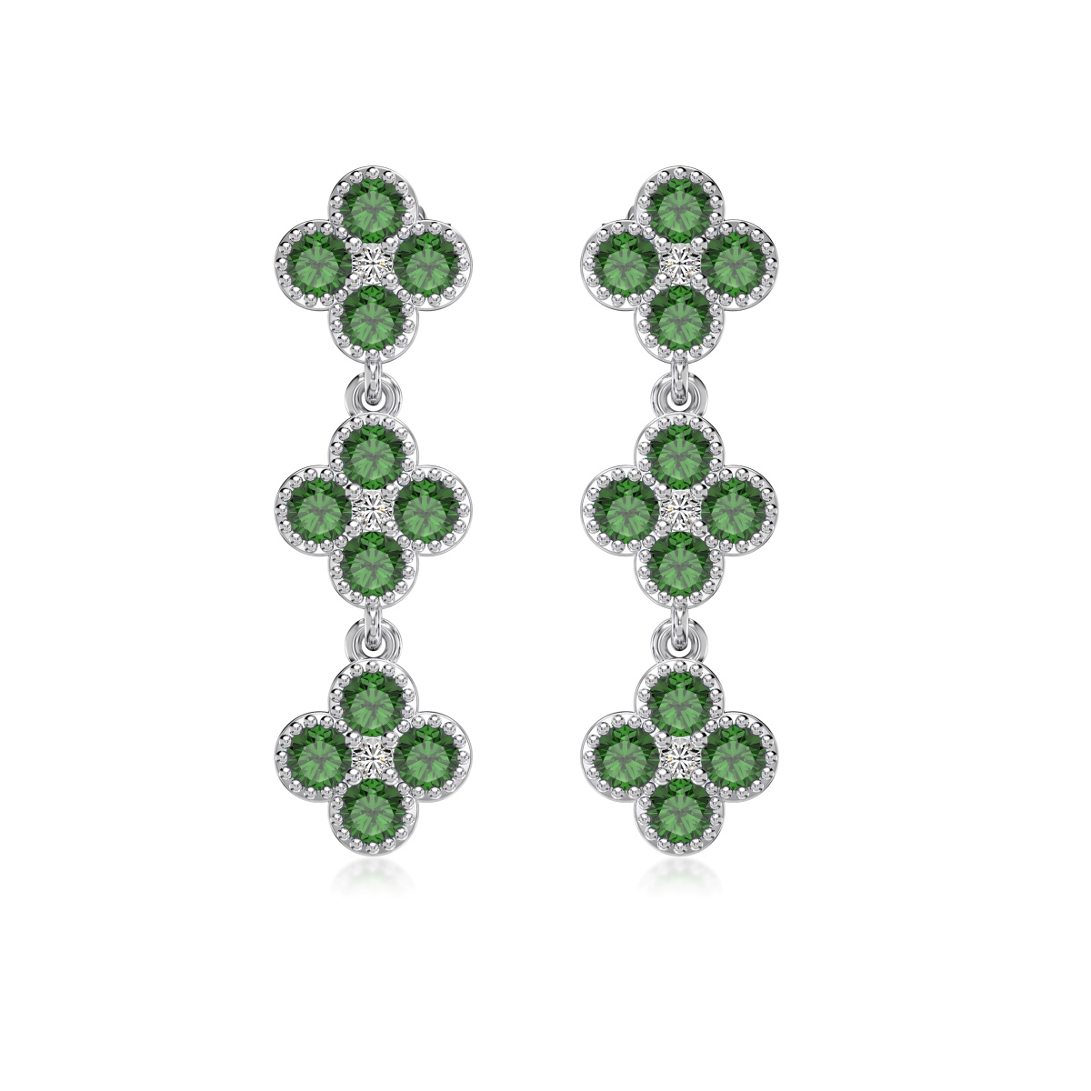 Elegant 5A Zircon Clover Earrings & Bracelet Set – Round Green Stone Jewelry for Women - Image 6