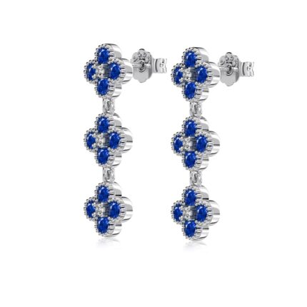 Elegant Blue Zircon Drop Earrings & Bracelet Set – 5A Round Cut Zircon Jewelry for Women
