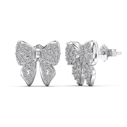 Elegant 5A Zircon Butterfly Stud Earrings – Sparkling 11.3×11.6mm White Gold-Plated Women’s Jewelry