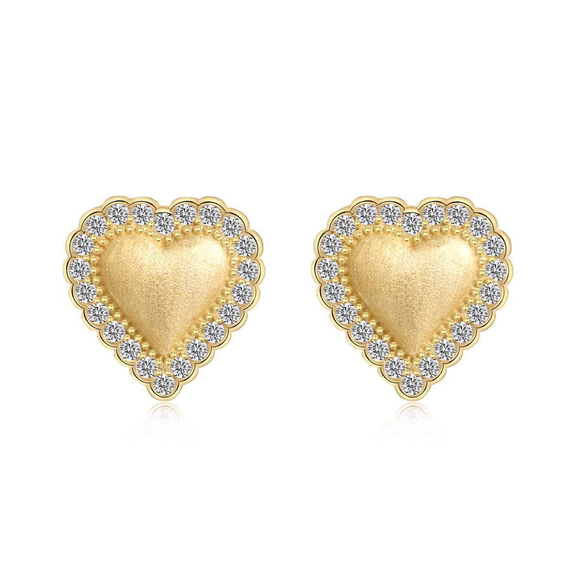 Elegant Heart-Shaped Stud Earrings for Women – 22K Gold & Silver Plated with 5A Zircon – 11.3MM - Image 2