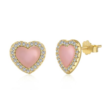 18K Gold-Plated Pink Heart Jewelry Earrings