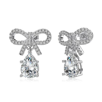Elegant 925 Silver Earrings with Rhodium Plating and Sparkling Clear Stone